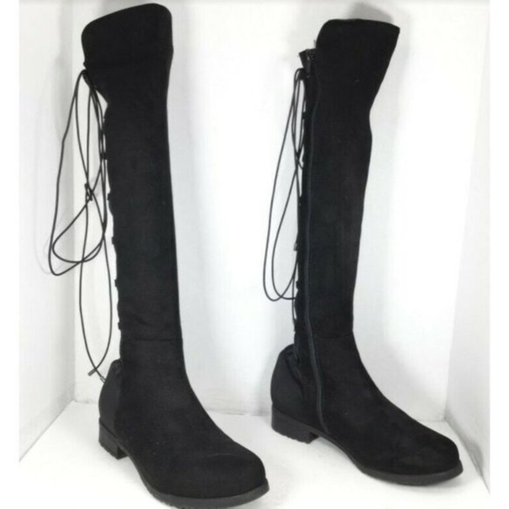 Olivia Miller Women's Over the Knee Tall Boots Lace Up Boots Black Size 6.5